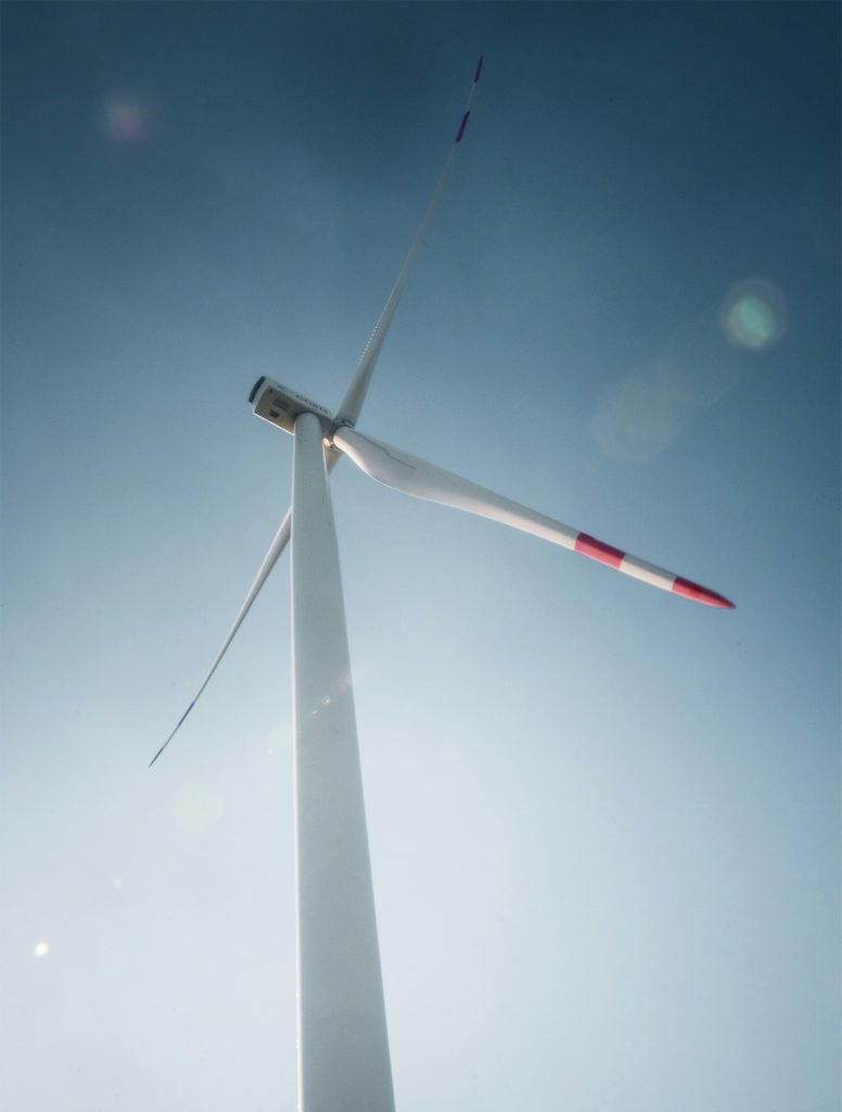 Low angle view of wind turbine