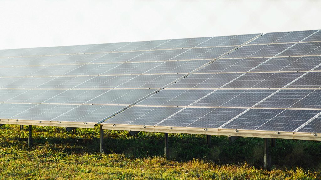 Close up view of solar panels