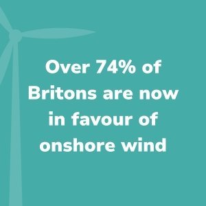 illustration with a quote about onshore wind support among Britons