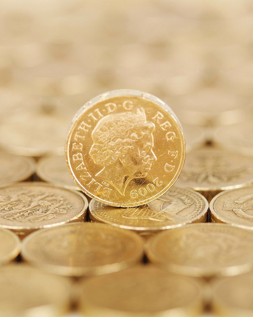 close up view of coins of the pound sterling
